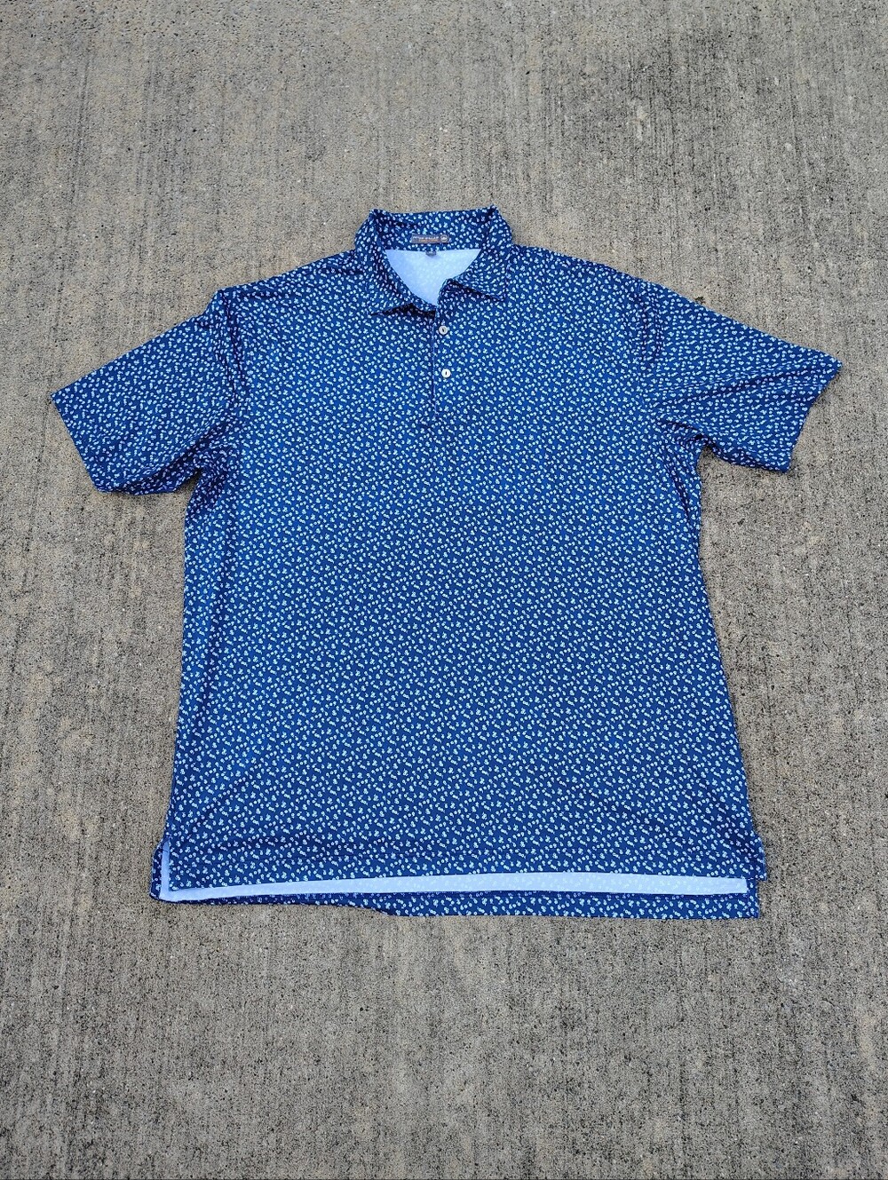 Peter Millar Summer Comfort Polo Men's XL Blue White Floral Golf Performance